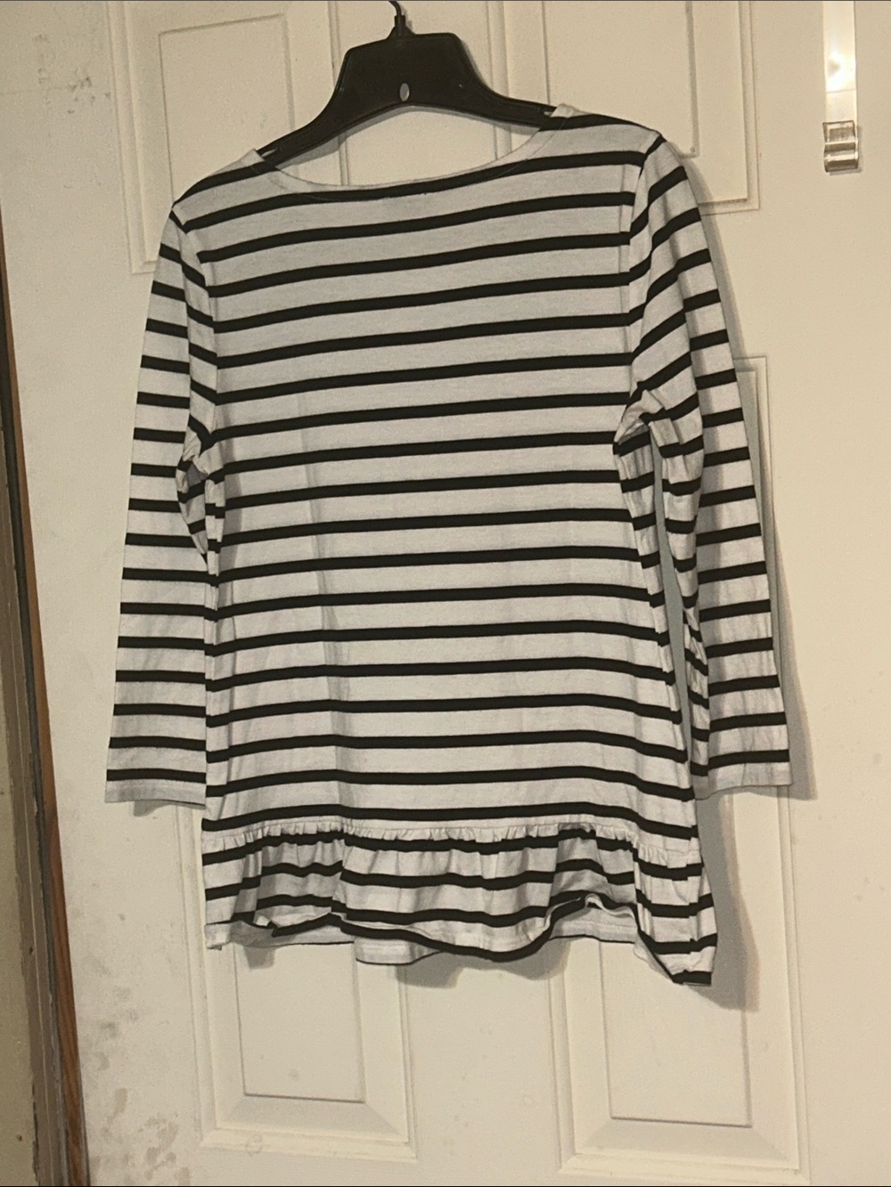 Talbots White and Black Striped Peplum Top - Picture 3 of 3